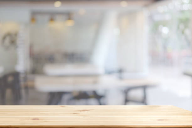 istock Space of wood table platform over atmosphere around office blur background for product presentation montage. 841825520