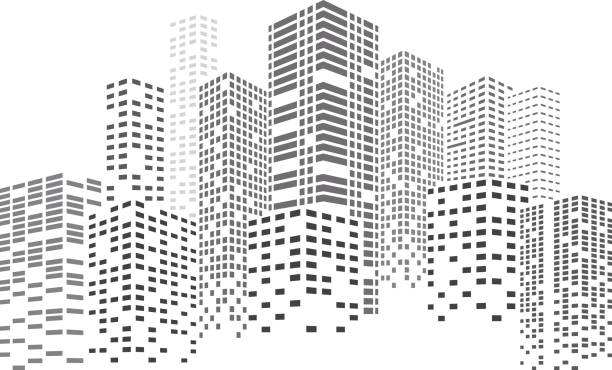 밤 마천루 도시 - apartment architecture built structure house stock illustrations