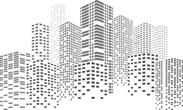 ilustrații de stoc cu night skyscrapers city - zgârie nori