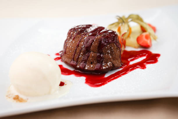 istock Chocolate fondant with ice cream 841828738