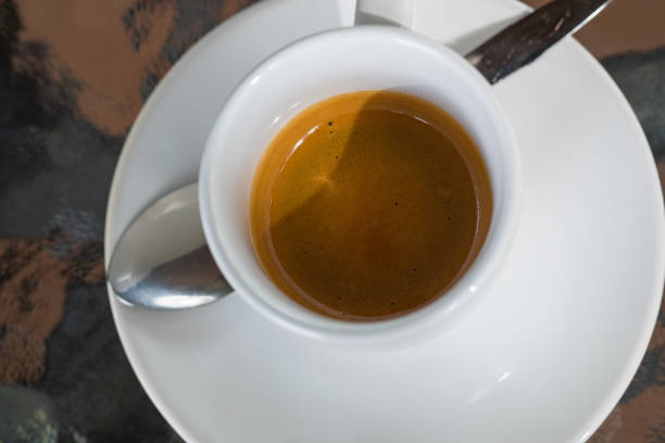 istock Closeup of empty of coffee cup with coffee stains. 841829828