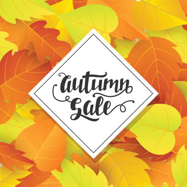 istock Autumn sale banner template with bright colorful fall leaves 841832048