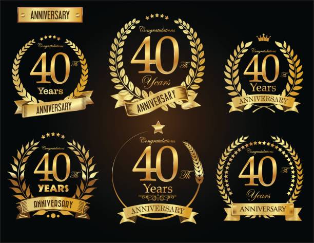 Anniversary golden laurel wreath vector collection Anniversary golden laurel wreath vector collection 40 44 years stock illustrations