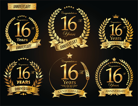 Anniversary golden laurel wreath vector collection