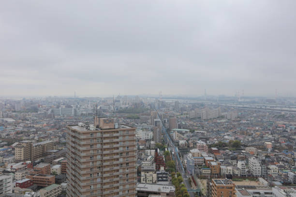 istock Tokyo, Japan - aerial view Funabashi district 841836990