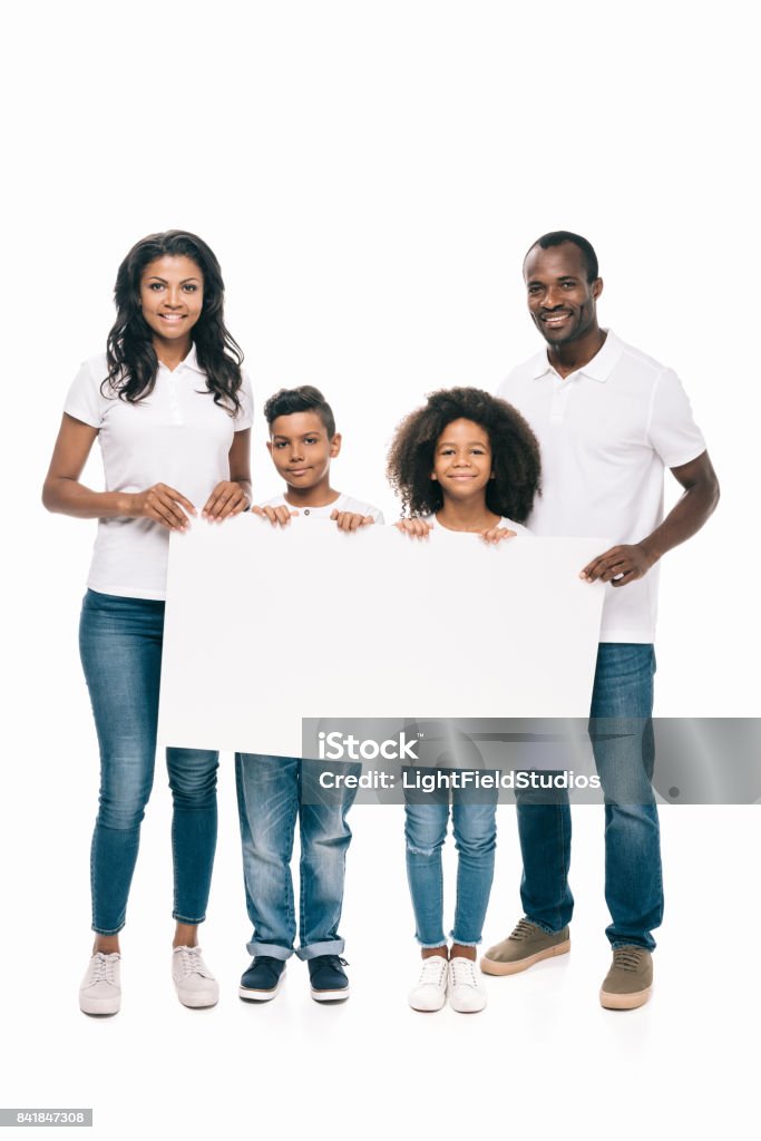 afroamerikanische Familie mit banner - Lizenzfrei Afro-amerikanischer Herkunft Stock-Foto