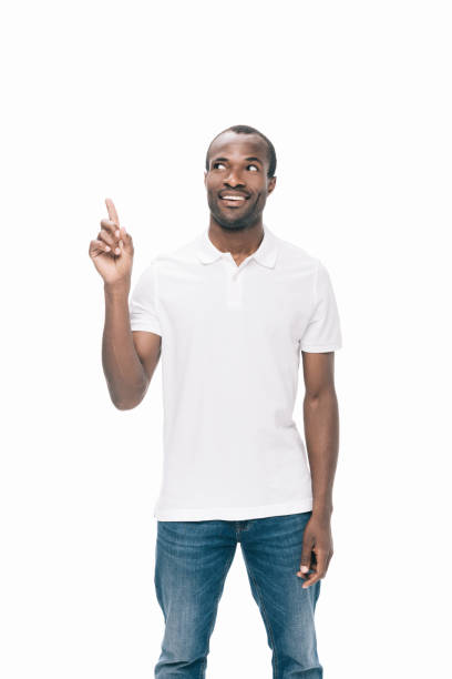 istock african american man pointing up with finger 841851156