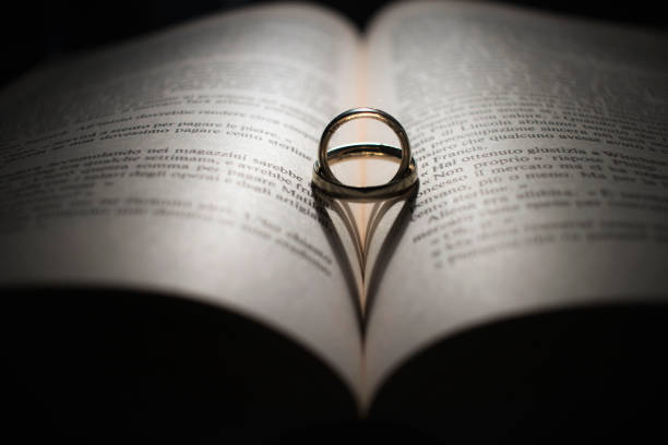 istock Wedding rings and their heart shaped shadow 841851516
