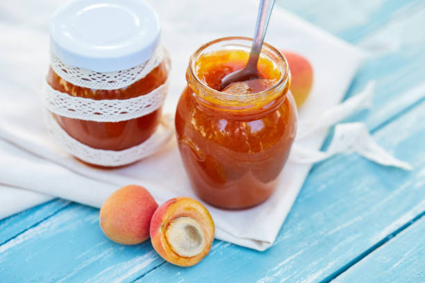 istock Apricot jam in glass jars 841851664