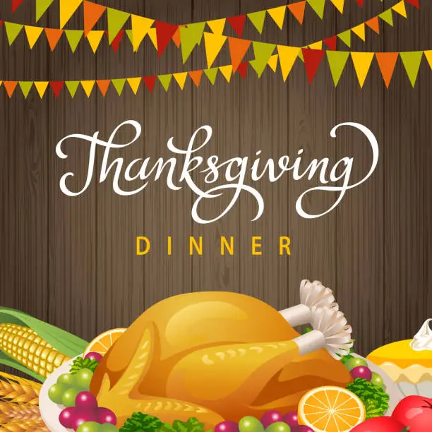 Vector illustration of Thanksgiving Dinner Party Invitations