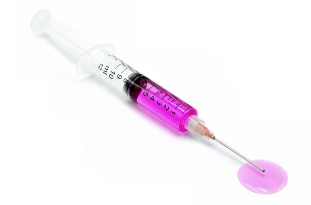 Syringe injection on white background stock photo