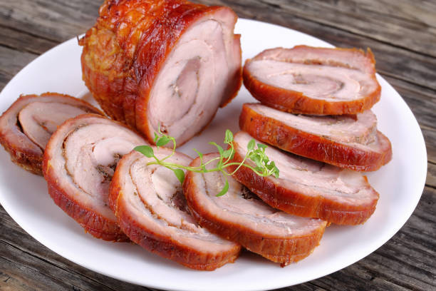 istock juicy poultry roulade on white platter 841862622