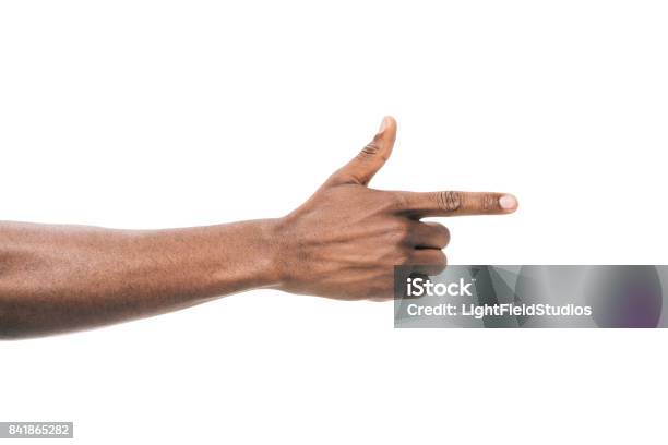 Person Pointing Away With Finger Stock Photo - Download Image Now - Pointing, Hand, African-American Ethnicity