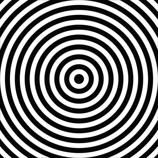 концентрический абстрактный круг шаблон. черно-белая графика. вектор. - illusion spiral black white stock illustrations