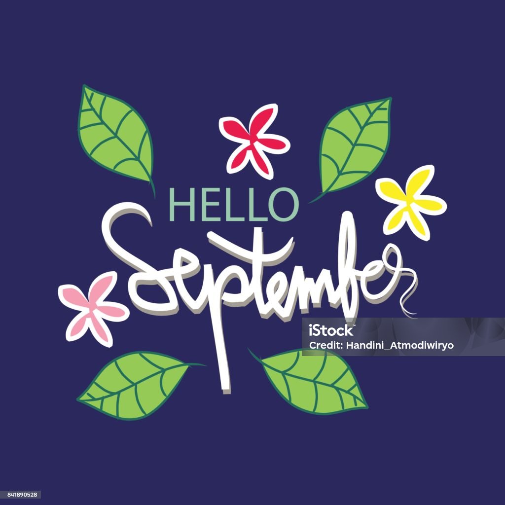 Hello September Hand Lettering Calligraphy Stock Illustration ...
