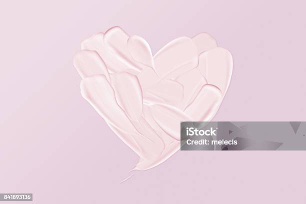 Face Cream Smudges In Heart Shape Stock Photo - Download Image Now - Heart Shape, Face Cream, Make-Up