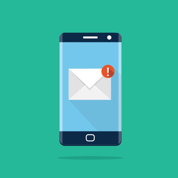 New email notification on smartphone screen. New email notification on smartphone screen. Flat illustration unread messages illustrations stock illustrations