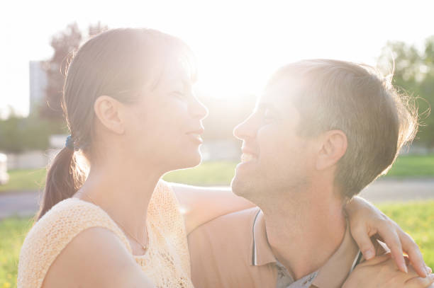 istock Happy smiling adult couple hugging 841899132