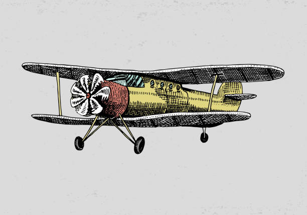 istock set of passenger airplanes corncob or plane aviation travel illustration. engraved hand drawn in old sketch style, vintage transport 841899504