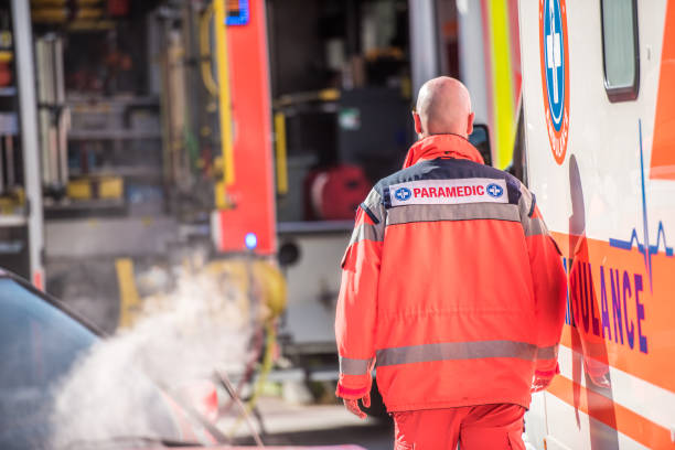 istock Rear view of male paramedic 841899574