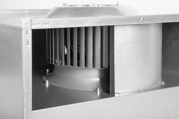 istock Industrial Fan Heater and Cooler isolated on white background. Blowers are machines whose primary function to provide and accommodate large flow of air or gas to various parts of building or structure. 841902154