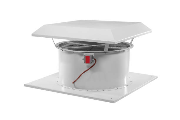 istock Industrial Fan Heater and Cooler isolated on white background. Blowers are machines whose primary function to provide and accommodate large flow of air or gas to various parts of building or structure. 841902400