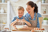 Happy family in the kitchen.