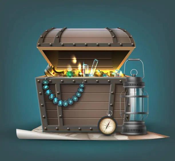 Vector illustration of Vector treasure chest