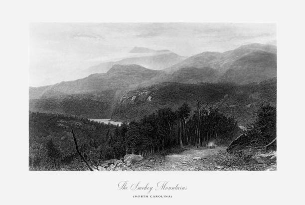 Very Rare, Beautifully Illustrated Antique Engraving of Smokey Mountains, North Carolina, United States, American Victorian Engraving, 1872. Source: Original edition from my own archives. Copyright has expired on this artwork. Digitally restored.