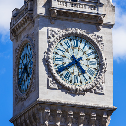 Clock Tower of the Gare de Lyon railway station, one of the oldest and most beautiful railway stations in Paris. France