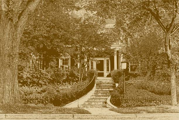 istock Front entrance and landscaping to a beautiful home 841925028