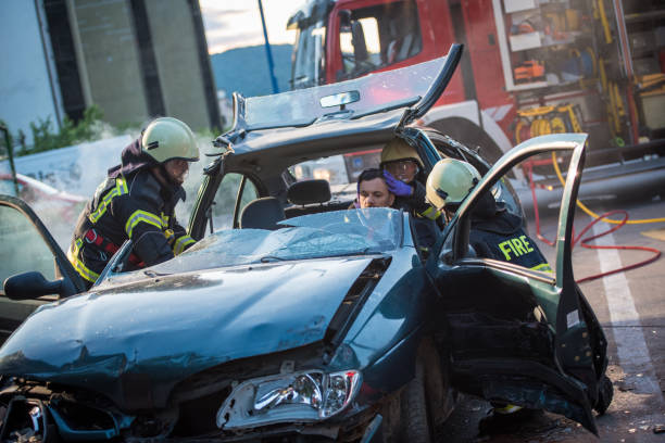 istock Firefighters rescuing injured man