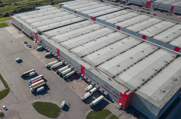 istock Aerial view of logistic center 841938384