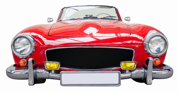 istock Red classic retro car from isolated on white background 841948716