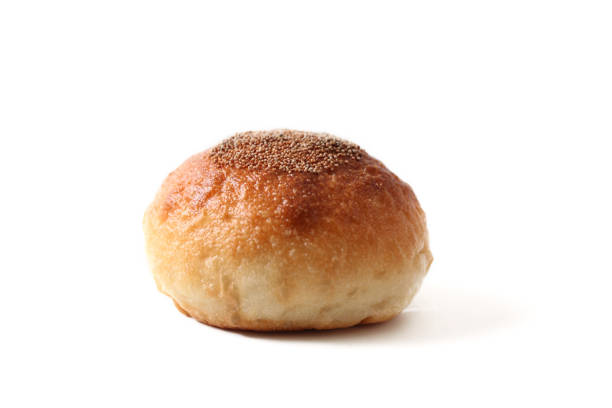 istock half of round bread with azuki bean paste isolated on white background 841951710
