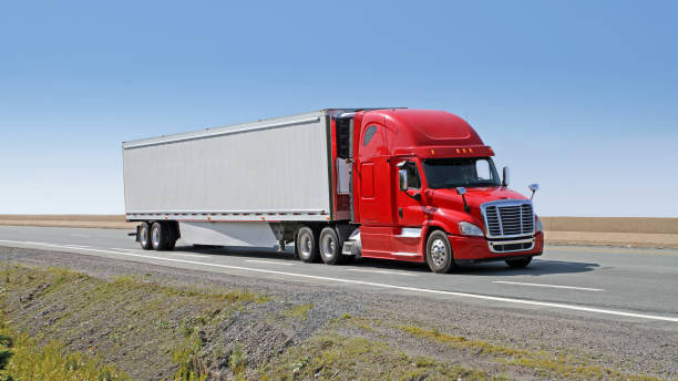 istock Semi Truck Hauling Freight On The Interstate 841955482