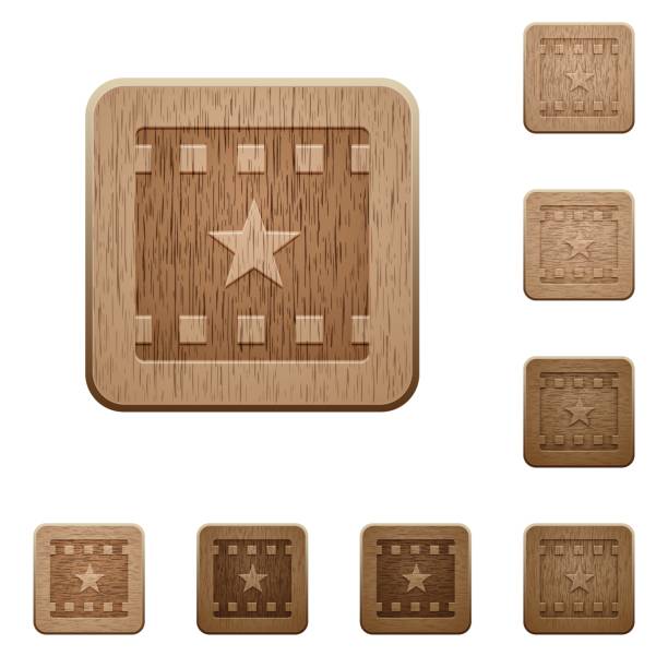 Mark movie wooden buttons Mark movie on rounded square carved wooden button styles divergent movie review stock illustrations