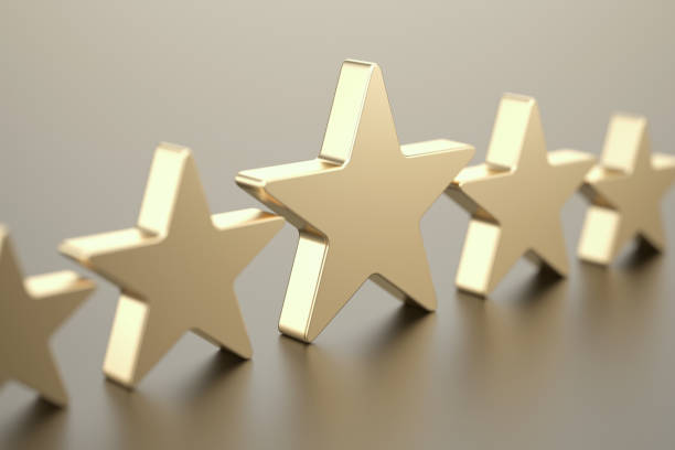 Five gold stars Five gold stars first class photos stock pictures, royalty-free photos & images