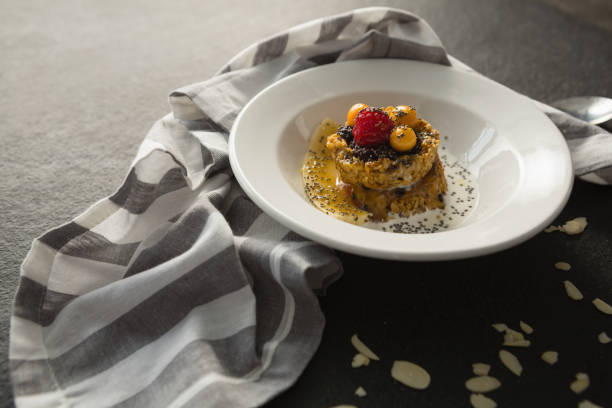 istock Plate of breakfast cereals with fruits 841969264