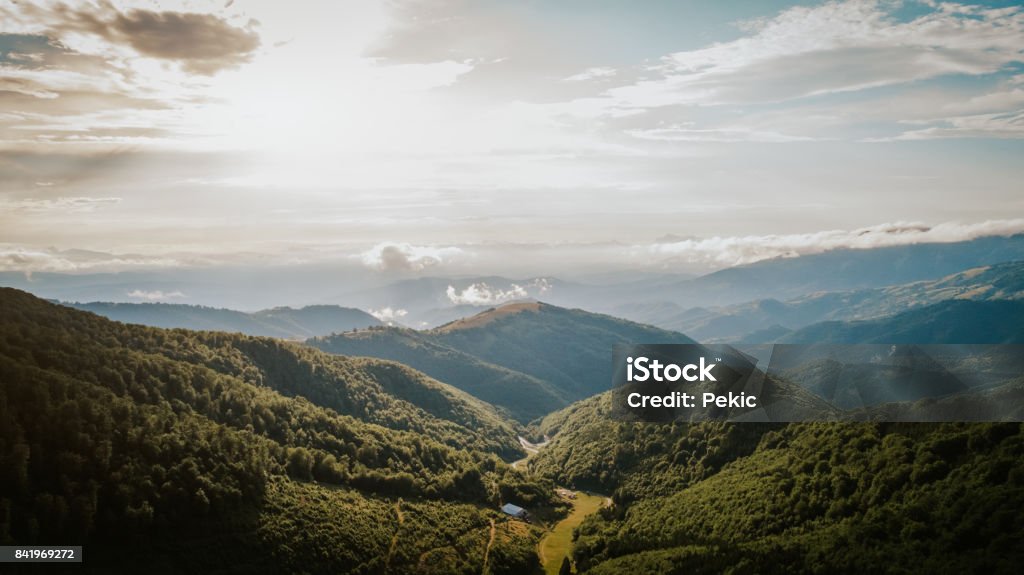 Beautiful mountain landscape Aerial View Stock Photo