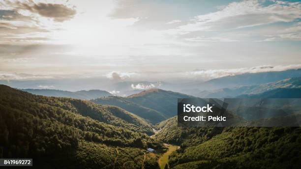Beautiful Mountain Landscape Stock Photo - Download Image Now - Aerial View, Cloud - Sky, Cloudscape