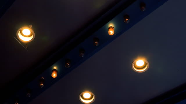 Blinking Retro Light Bulbs on a Ceiling