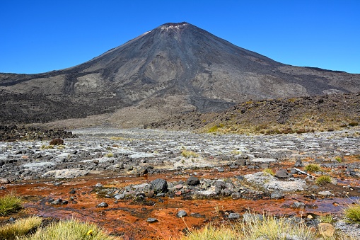 Mt Ngauruhoe, at 2287m, is the youngest of three volcanoes in Tongariro National Park, New Zealand.