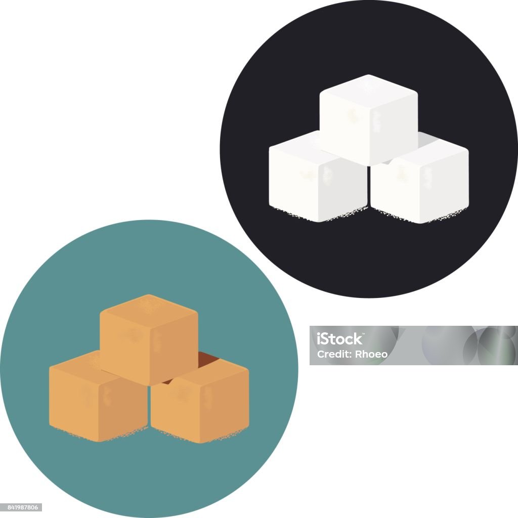 Illustration de cubes de sucre blanc et brun. - clipart vectoriel de Sucre libre de droits
