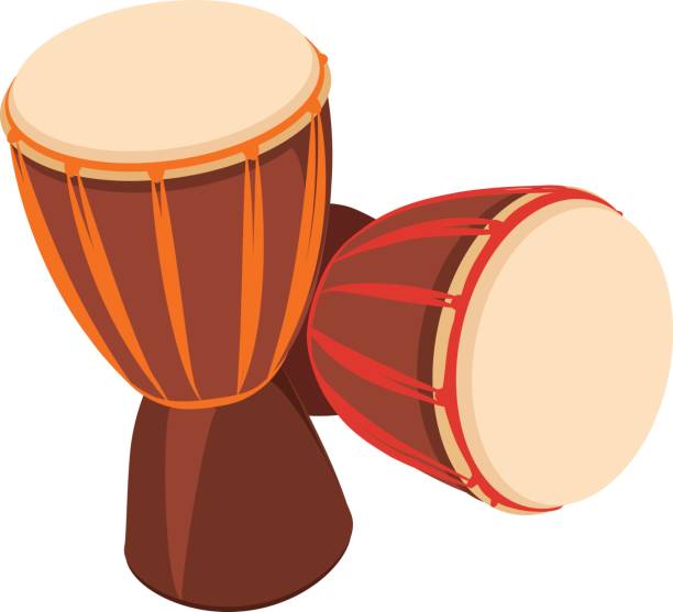 zwei afrikanische djembe trommel. - trommel stock-grafiken, -clipart, -cartoons und -symbole