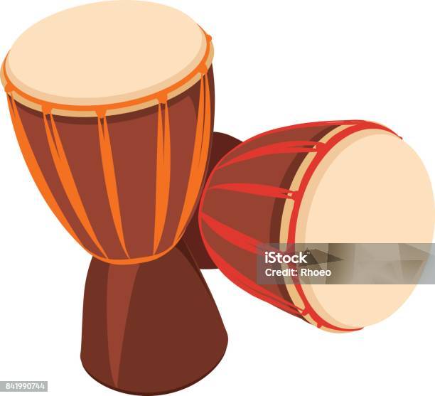 Two African Djembe Drum Stock Illustration - Download Image Now - Drum - Percussion Instrument, Africa, Djembe