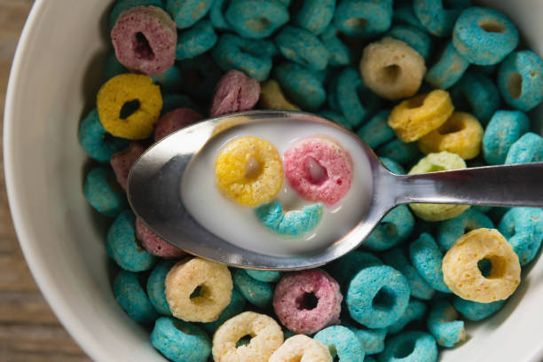 istock Cereal rings soaked in milk 841994934