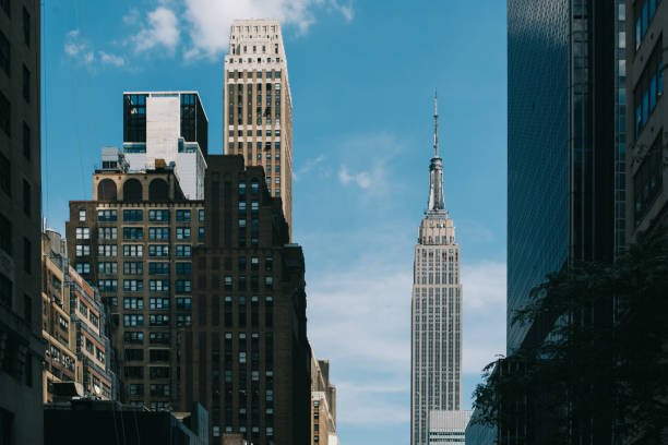 istock Empire State on a blue sky day and buildings 841997340