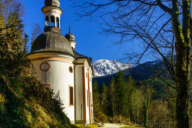 View on Church Maria Kunterweg by Ramsau