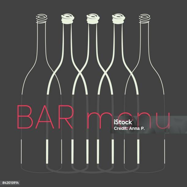 Bar Menu Graphic Design Element With Bottles Outlines Stock ...